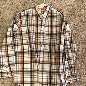 Cinch XL mens button up orange, grey and black